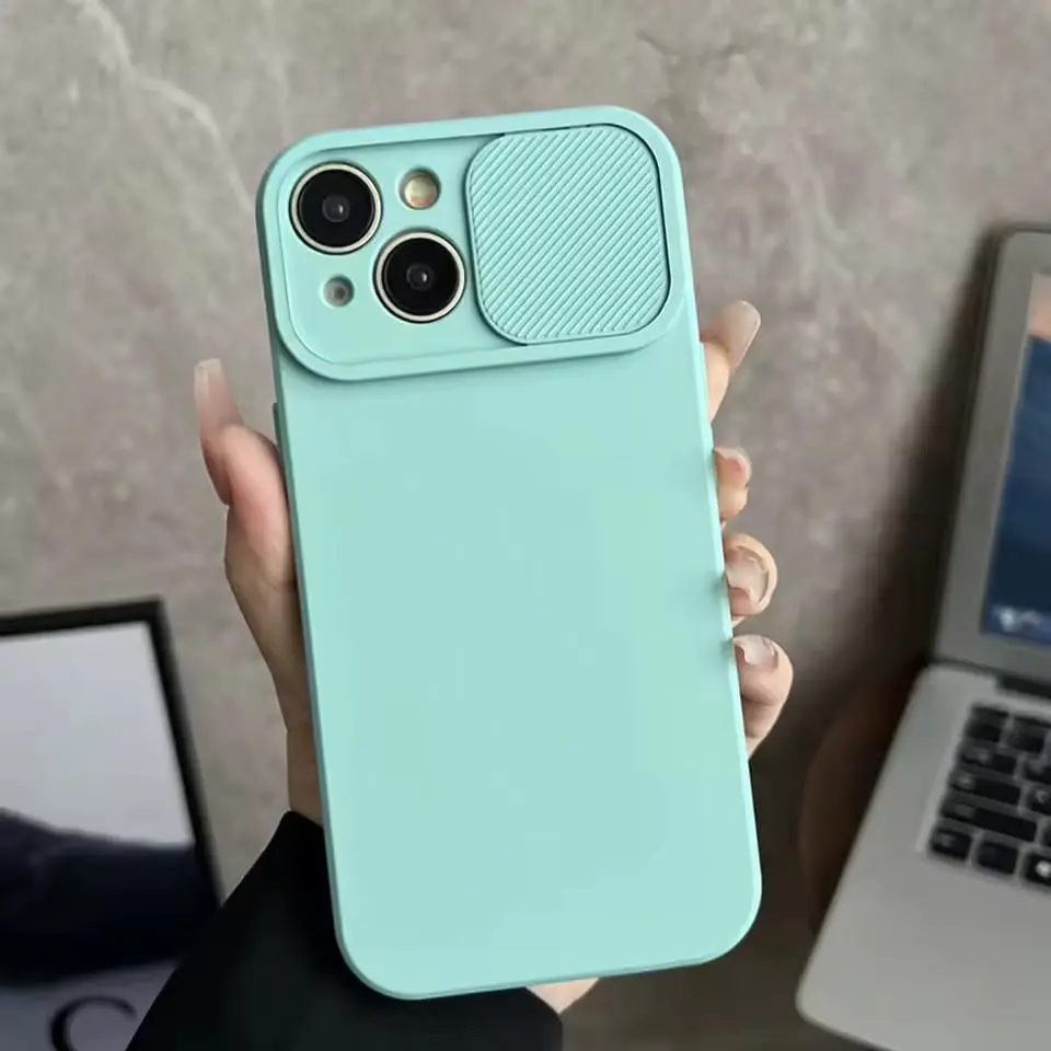 Funda de teléfono de silicona con protección de cámara deslizante para iPhone 11/11 pro